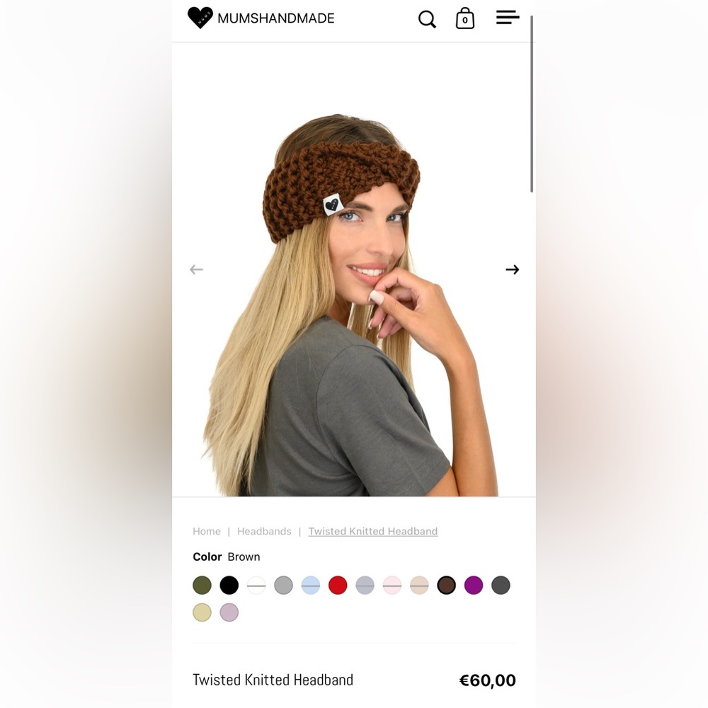 Mumshandmade Twisted Knitted Headband in Brown
